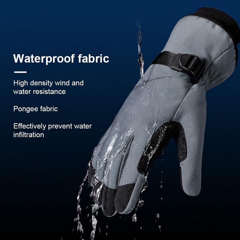 Zimske tople skijaške rukavice Podstavljene od flisa, zadebljane, otporne na vjetar, vodootporne, neklizajuće, rukavice s dodirnim zaslonom za muškarce, skijanje, biciklizam