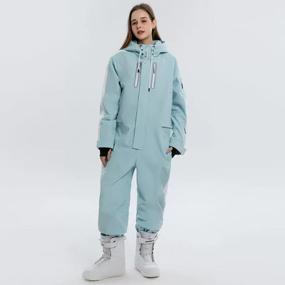 Storas vyriškas moteriškas vientisas slidinėjimo kombinezonas lauko sportinė snieglenčių striukė Šiltas kombinezonas, atsparus vandeniui žieminiai drabužiai, kombinezonai su gobtuvu