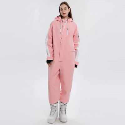 Storas vyriškas moteriškas vientisas slidinėjimo kombinezonas lauko sportinė snieglenčių striukė Šiltas kombinezonas, atsparus vandeniui žieminiai drabužiai, kombinezonai su gobtuvu