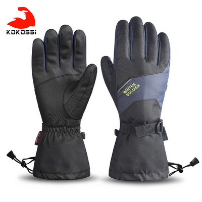 KoKossi Outdoor Sports Slidinėjimo pirštinės Neslystančios delno vandeniui atsparios plius Velvet Sulaiko šilumą Viso piršto jutiklinis ekranas dviračių slidinėjimo pirštinės