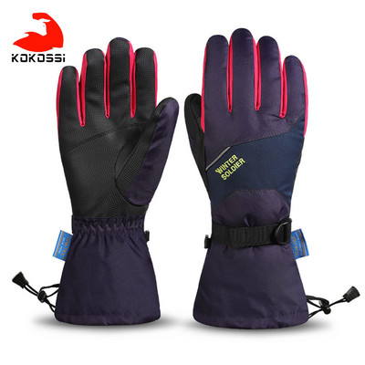 KoKossi Outdoor Sports Slidinėjimo pirštinės Neslystančios delno vandeniui atsparios plius Velvet Sulaiko šilumą Viso piršto jutiklinis ekranas dviračių slidinėjimo pirštinės