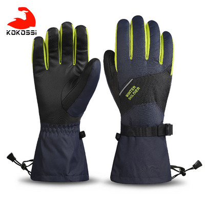 KoKossi Outdoor Sports Slidinėjimo pirštinės Neslystančios delno vandeniui atsparios plius Velvet Sulaiko šilumą Viso piršto jutiklinis ekranas dviračių slidinėjimo pirštinės