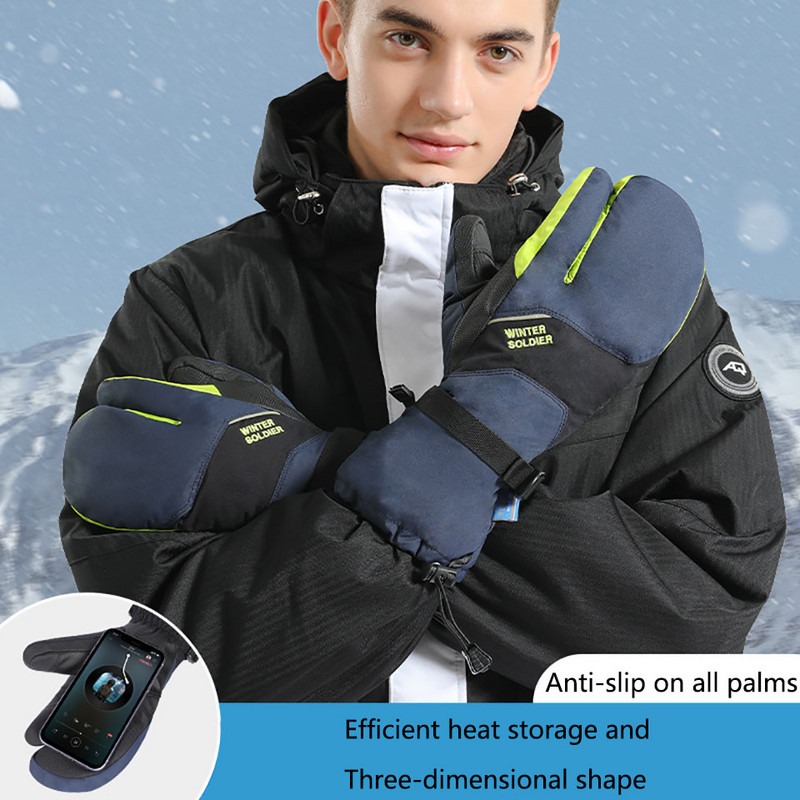 KoKossi Outdoor Sports Slidinėjimo pirštinės Neslystančios delno vandeniui atsparios plius Velvet Sulaiko šilumą Viso piršto jutiklinis ekranas dviračių slidinėjimo pirštinės