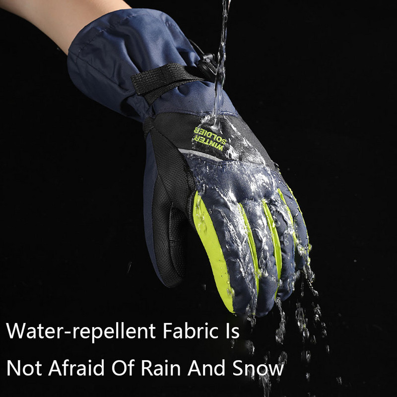 KoKossi Outdoor Sports Slidinėjimo pirštinės Neslystančios delno vandeniui atsparios plius Velvet Sulaiko šilumą Viso piršto jutiklinis ekranas dviračių slidinėjimo pirštinės