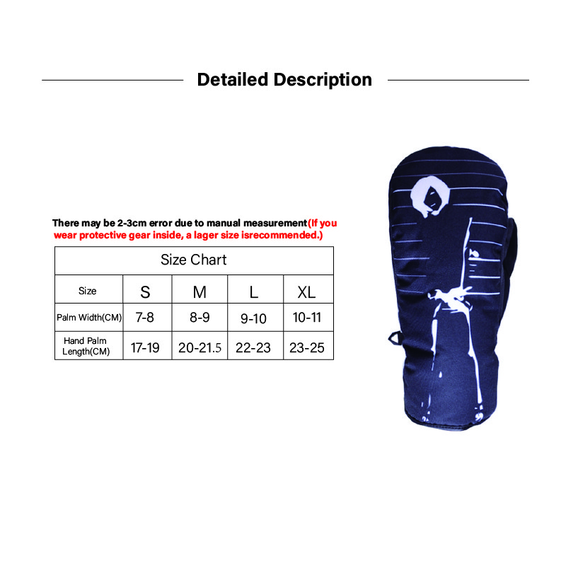 JACKCOME penkių pirštų dizaino šiltos ir patogios vandeniui atsparios, vėjui atsparios slidinėjimo snieglenčių pirštinės