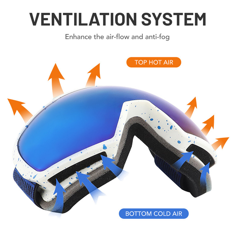 Atsparūs smūgiams slidinėjimo akiniai vyrams Moteriški sniego akiniai 100% UV400 apsauga nuo rasojimo snieglenčių akiniai Super aiškus matymas