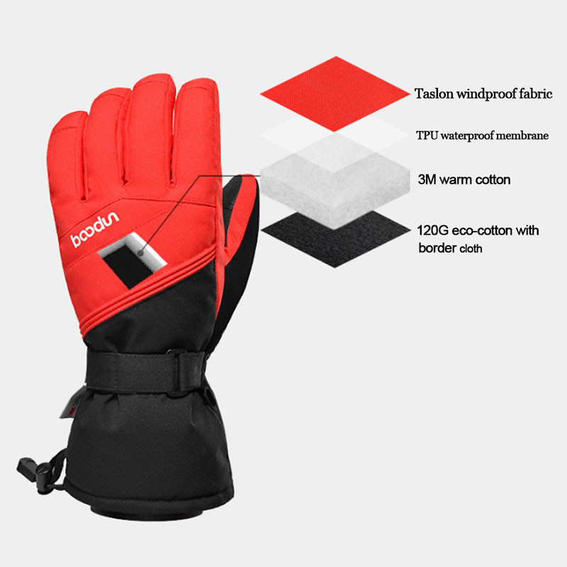 4 sluoksnių vandeniui atsparios, kvėpuojančios jutiklinio ekrano slidinėjimo ir sniego pirštinės -40 ℉ izoliuotos šiltos žieminės pirštinės, skirtos snieglenčių motociklams