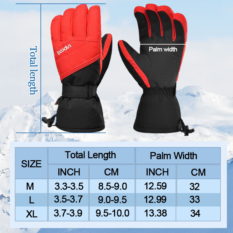 4 sluoksnių vandeniui atsparios, kvėpuojančios jutiklinio ekrano slidinėjimo ir sniego pirštinės -40 ℉ izoliuotos šiltos žieminės pirštinės, skirtos snieglenčių motociklams