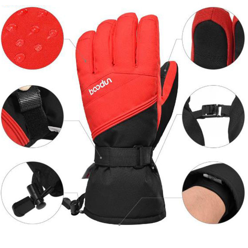 4 sluoksnių vandeniui atsparios, kvėpuojančios jutiklinio ekrano slidinėjimo ir sniego pirštinės -40 ℉ izoliuotos šiltos žieminės pirštinės, skirtos snieglenčių motociklams