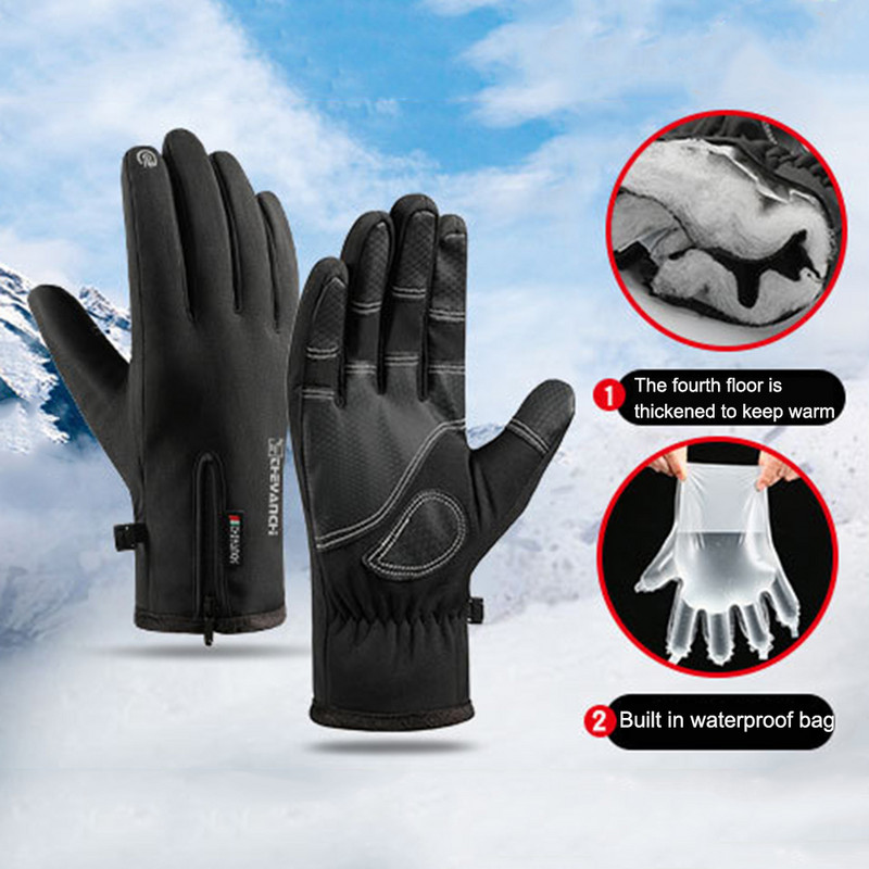 Žieminės pirštinės vyrams, moteriškas, liečiamas ekranas, vandeniui atsparios, vėjui atsparios pirštinės, bėgimas lauke, sportinis, šiltas dviračių sportas, sniego slidinėjimo pirštinės.