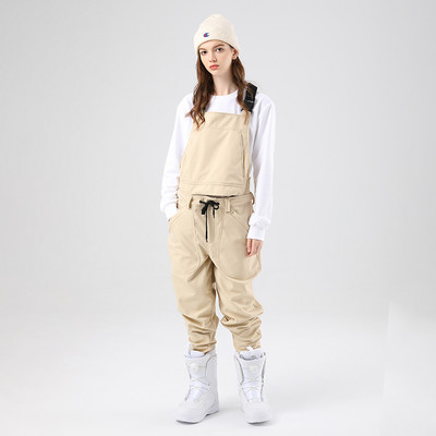 Moteriškas slidinėjimo kombinezonas žieminis lauko vėjui atsparus vandeniui šiltas nuimamas snieglenčių seilinukas Moteriškos nuimamos vilnos slidinėjimo kelnės