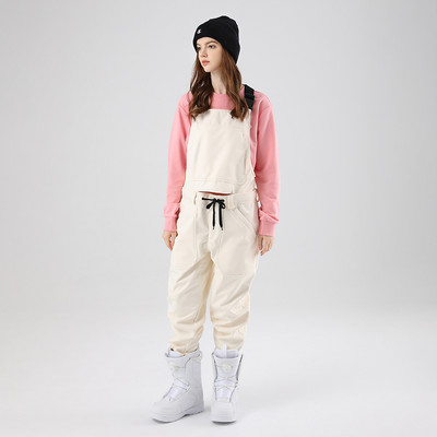 Moteriškas slidinėjimo kombinezonas žieminis lauko vėjui atsparus vandeniui šiltas nuimamas snieglenčių seilinukas Moteriškos nuimamos vilnos slidinėjimo kelnės