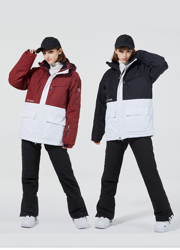 1-2Pcs Fashion Snowboard Ski Suit Jackets and Pcs Ζεστό αδιάβροχο Snowsuit Γυναικείο παλτό χιονιού εξωτερικού χώρου με κουκούλα Νέο 2021