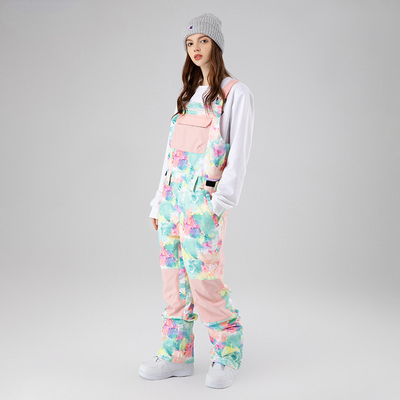 Nauji žieminiai slidinėjimo kombinezonai moterims snieglenčių apranga Neperšlampamos šiltos, kvėpuojančios vientisos kaklaraištis dažytos slidinėjimo kelnės