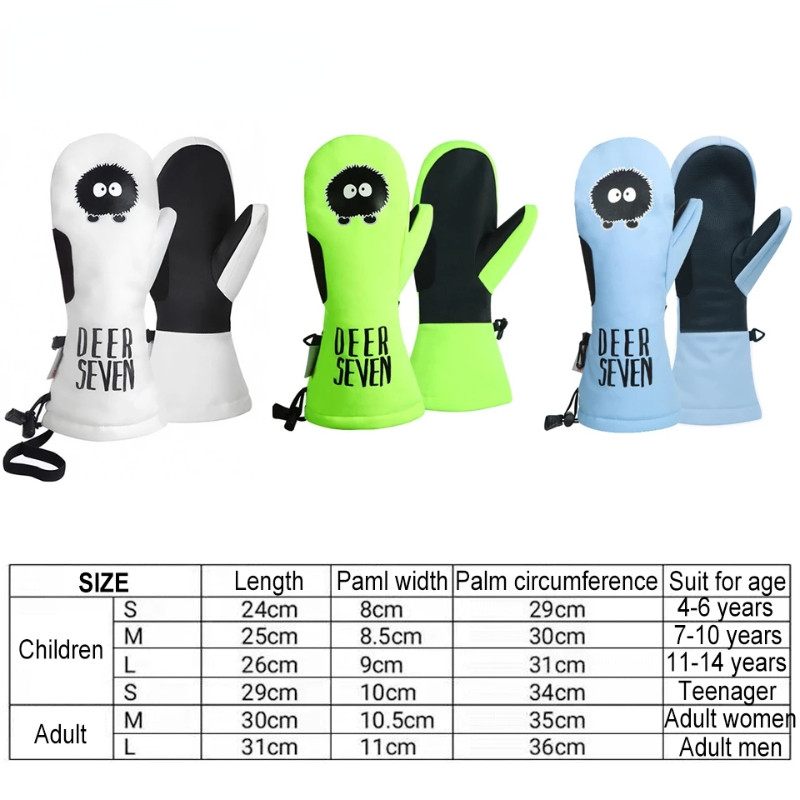 Vyrai Moterys Vaikai Slidinėjimo Pirštinės Žiemos Lauko Sportas Neperpučiamas Vėjui Neperšlampamas Šiltas Vilnas Slidinėjimas Snieglenčių pirštinės Vidiniai 5 pirštai