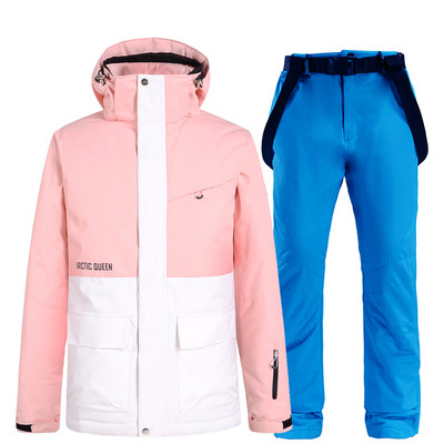 Naujas Slidinėjimo kostiumas Žiemos mados Moterų sniego slidinėjimo striukė Šilta, atspari vėjui, pastorinta snieglenčių kelnės, vandeniui atsparus kalnų slidinėjimo kostiumas