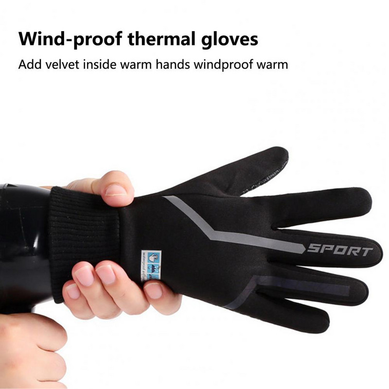 Žieminės pirštinės vyrams Moterų liečiamas ekranas šiltas lauko dviračių vairavimas motociklas šaltas pirštinės nuo vėjo neslidžios moteriškos pirštinės