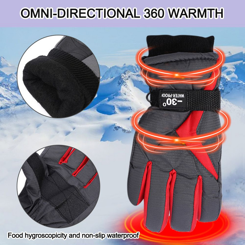 Mada Mieli animaciniai filmukai Vaikai Berniukai Merginos Storos Šiltos Vaikai Slidinėjimo Pirštinės Sportinės Pirštinės Neperpučiamos Vėjo