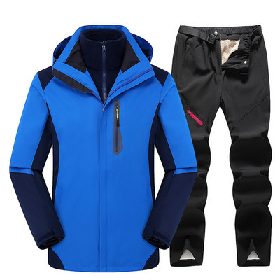 2020 m. Naujas storas šiltas slidinėjimo kostiumas moterims lauko slidinėjimo kelnės Vėjui atsparus vandeniui atsparus slidinėjimo snieglenčių striukė Kostiumas žieminė slidinėjimo striukė moterims