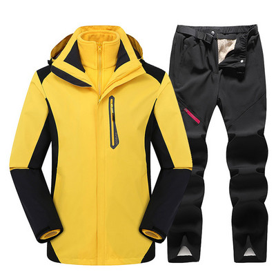 2020 m. Naujas storas šiltas slidinėjimo kostiumas moterims lauko slidinėjimo kelnės Vėjui atsparus vandeniui atsparus slidinėjimo snieglenčių striukė Kostiumas žieminė slidinėjimo striukė moterims