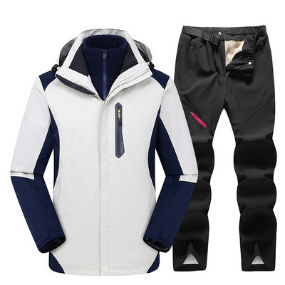 2020 m. Naujas storas šiltas slidinėjimo kostiumas moterims lauko slidinėjimo kelnės Vėjui atsparus vandeniui atsparus slidinėjimo snieglenčių striukė Kostiumas žieminė slidinėjimo striukė moterims