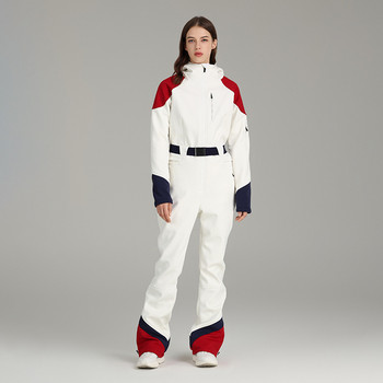 Дебел тънък дамски гащеризон от една част Спортно яке за сноуборд на открито Топъл костюм за скачане Водоустойчиви зимни дрехи с качулка