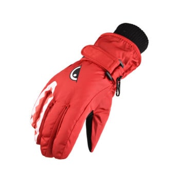 Детски ски ръкавици, удебелени зимни анимационни щампи, многоцветни водоустойчиви ветроустойчиви памучни ръкавици с дълги ръкави 8-14 години