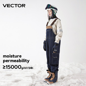 VECTOR Παχύ ανδρικό και γυναικείο τζιν παντελόνι με λουράκι Αντιανεμικό Ανθεκτικό στη θερμότητα Snowboarding Outdoor Sports