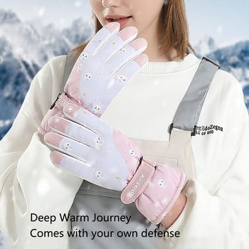 Горещи разпродажби Зимни топли ски ръкавици Водоустойчиви сензорен екран Топли плюс кадифени ски ръкавици Неплъзгащи се спортни ръкавици на открито Жени Мъже