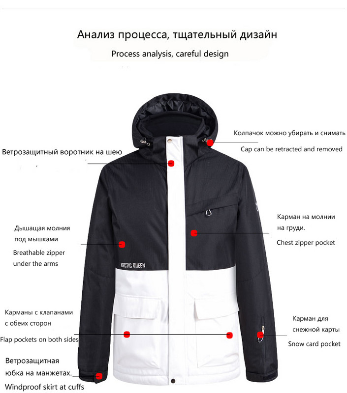 Mados spalvų derinimas Vyriškas arba moteriškas ledinis sniego kostiumas Striukės Snieglentininkų Drabužiai Slidinėjimo kostiumai Neperšlampami žieminiai paltai