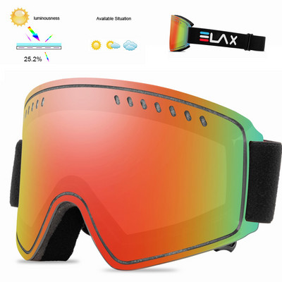ELAX Dvisluoksniai Anti-Fog Slidinėjimo akiniai Vyrai Moteriški Sportiniai Snieglenčių akiniai Lauko Sniego motociklo Poliarizuota slidinėjimo kaukė UV400 Akiniai nuo saulės
