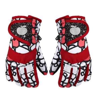 Mergaitėms berniukams žiemos šiltos pirštinės Profesionalios vandeniui atsparios slidinėjimo pirštinės Sniego vaikams atsparios vėjui slidinėjimo snieglenčių pirštinės Jojimo pirštinės