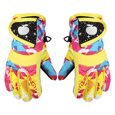 Mergaitėms berniukams žiemos šiltos pirštinės Profesionalios vandeniui atsparios slidinėjimo pirštinės Sniego vaikams atsparios vėjui slidinėjimo snieglenčių pirštinės Jojimo pirštinės