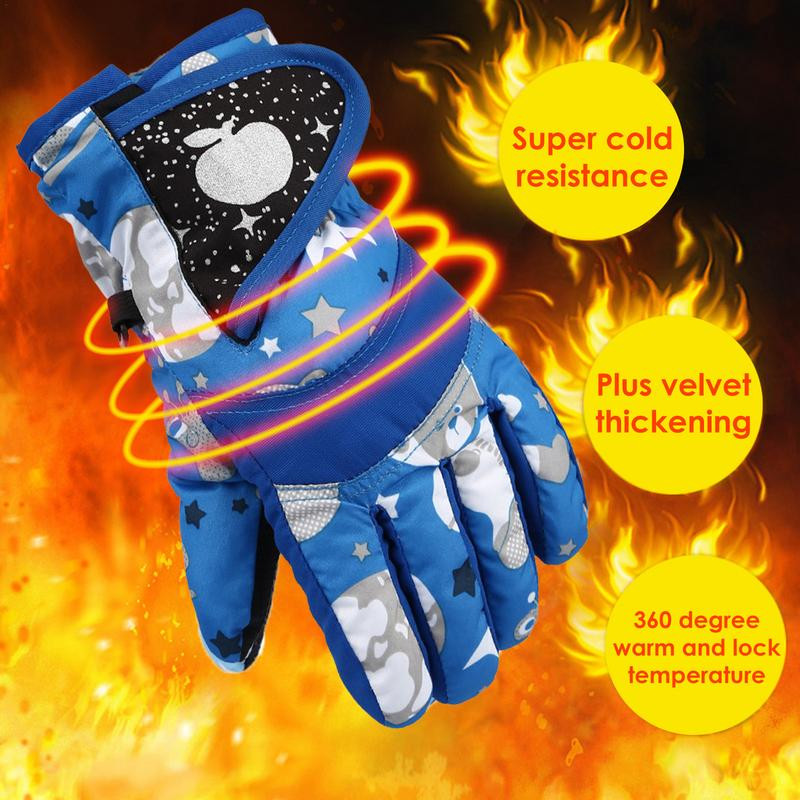 Mergaitėms berniukams žiemos šiltos pirštinės Profesionalios vandeniui atsparios slidinėjimo pirštinės Sniego vaikams atsparios vėjui slidinėjimo snieglenčių pirštinės Jojimo pirštinės