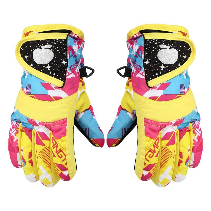 Mergaitėms berniukams žiemos šiltos pirštinės Profesionalios vandeniui atsparios slidinėjimo pirštinės Sniego vaikams atsparios vėjui slidinėjimo snieglenčių pirštinės Jojimo pirštinės