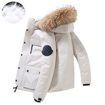 Ανδρικό μπουφάν για σκι Χειμερινό αντιανεμικό, αδιάβροχο με κουκούλα, ζεστό ανδρικό μπουφάν με πούπουλα λευκής πάπιας Εξοπλισμός εξωτερικού χώρου για ζεστό σκι Ανδρικό μπουφάν για σνόουμπορντ