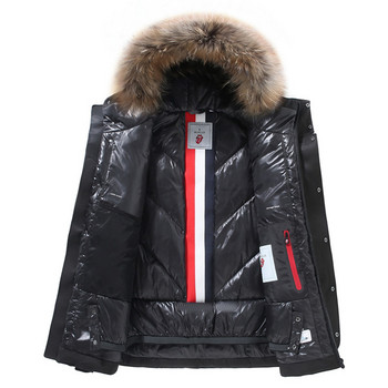 Ανδρικό μπουφάν για σκι Χειμερινό αντιανεμικό, αδιάβροχο με κουκούλα, ζεστό ανδρικό μπουφάν με πούπουλα λευκής πάπιας Εξοπλισμός εξωτερικού χώρου για ζεστό σκι Ανδρικό μπουφάν για σνόουμπορντ