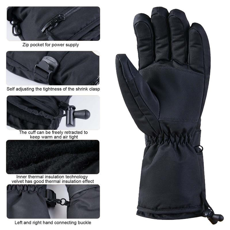 7,4V 3000mAh žiemos dviračių šildomos pirštinės Vyriškos šiluminės vandeniui atsparios vėjui atsparios dviračio pirštinės, skirtos slidinėjimui žygiams sniego motociklas