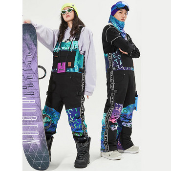 2022 Зимен спортен мъжки ски гащеризон Дамски гащеризон за сняг Водоустойчив женски ски панталон с тиранти Мъжки туристически панталон