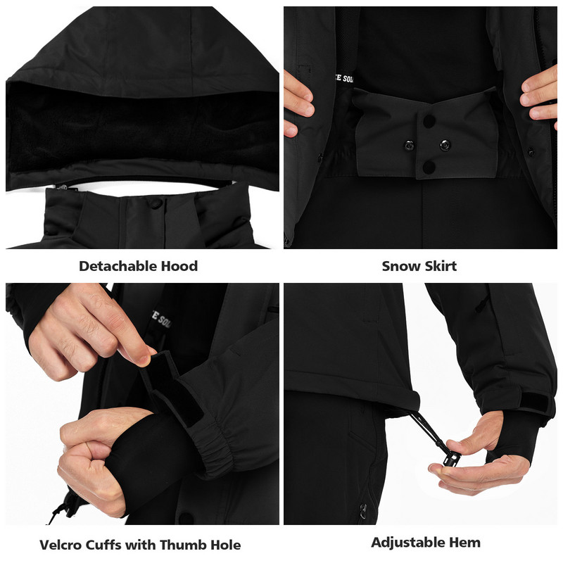 FREE SOLDIER Vyriškas slidinėjimo kostiumas žieminis, atsparus vėjui, neperšlampamas ir neperšlampamas sniego striukės, lauko sportinė apranga