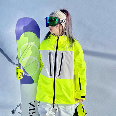 Мъжко и дамско ски яке Ветроустойчиво и водоустойчиво фурнир Двубордов снежен костюм Зимно топло ски яке за жени и мъже