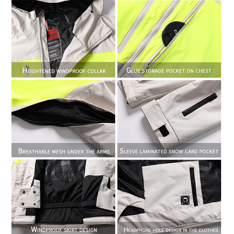 Vyriška ir moteriška slidinėjimo striukė, atspari vėjui ir vandeniui, faneruota dvisluoksnė sniego kostiumas, šilta žieminė slidinėjimo striukė moterims ir vyrams