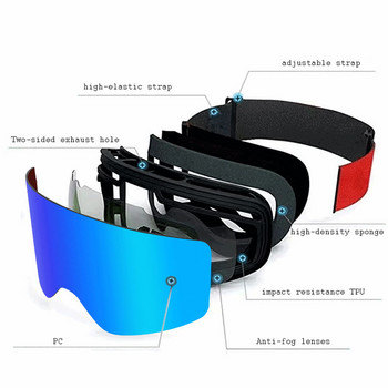 Μάσκα σκι διπλής στρώσης Αντιθαμβωτικά αντιανεμικά γυαλιά για ενήλικες άντρες γυναίκες Γυαλιά σνόουμπορντ για αθλήματα εξωτερικού χώρου Γυαλιά σκι Γυαλιά ποδηλασίας σκι