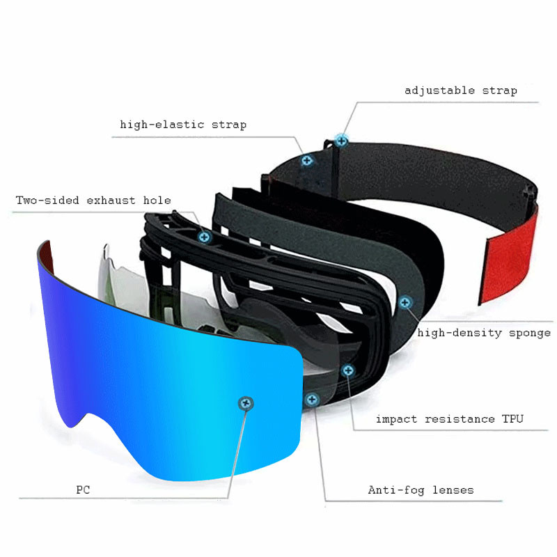 Slidinėjimo kaukė Dviejų sluoksnių nuo rasojimo apsaugantys nuo vėjo akiniai suaugusiems vyrams, moterims, lauko sportams, snieglenčių sportui, slidinėjimo akiniams, slidinėjimo dviračių akiniams