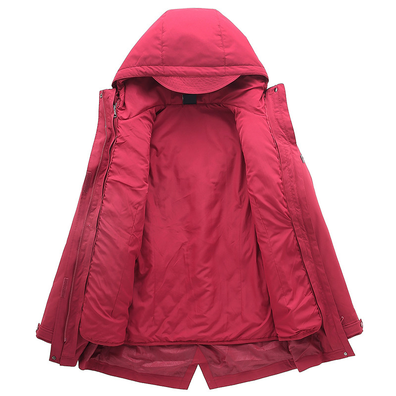 Moteriška žieminė slidinėjimo striukė vidutinio ilgio pūkinė medvilninis pamušalas šiltas sniego kostiumas, neperšlampamas, vėjas, snieglenčių striukė lauke