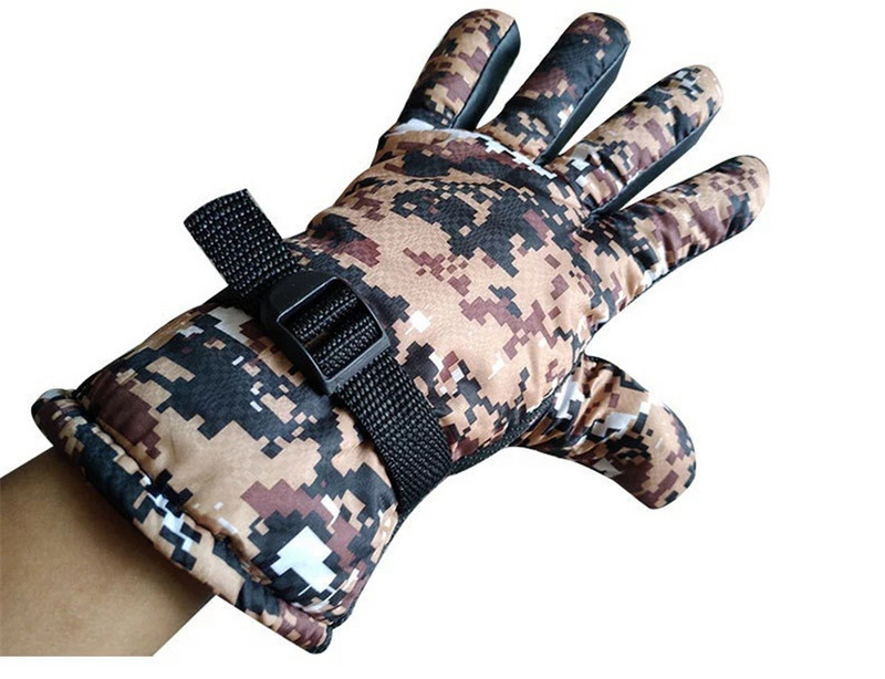 Vyriškos žieminės vandeniui atsparios terminės pirštinės pirštinės storas pliušinis pamušalas kamufliažinio rašto neslystantis delnas reguliuojamas sniego slidinėjimo pirštinės