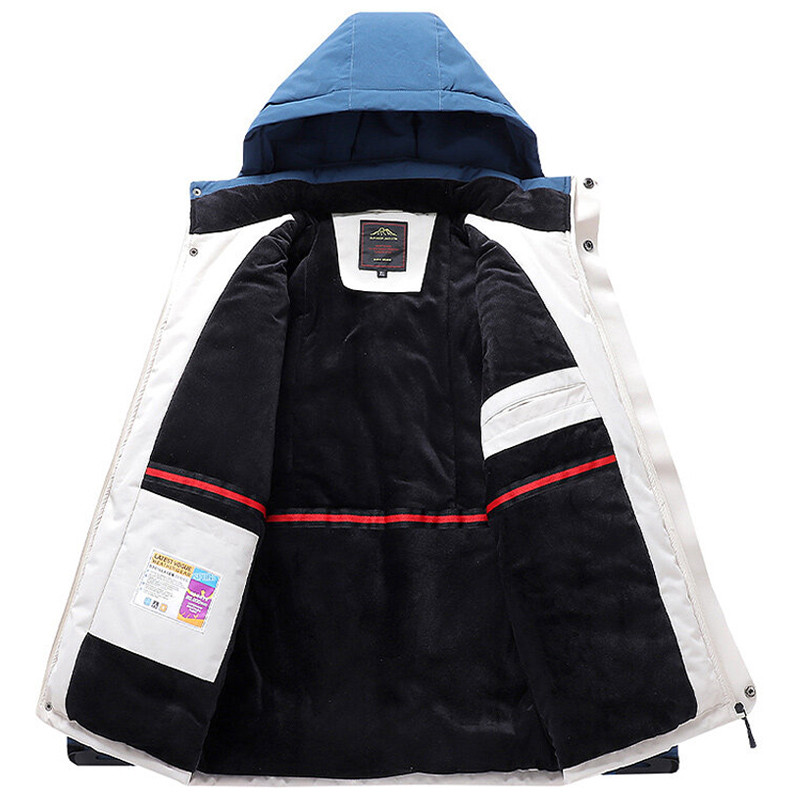 Didelio dydžio 7XL 8XL 9XL stora šilta vyriška vandeniui atspari slidinėjimo snieglenčių striukė nuo vėjo nepraleidžianti žiemos sniego paltai Parkai Vyriški vėjo striukės su gobtuvu