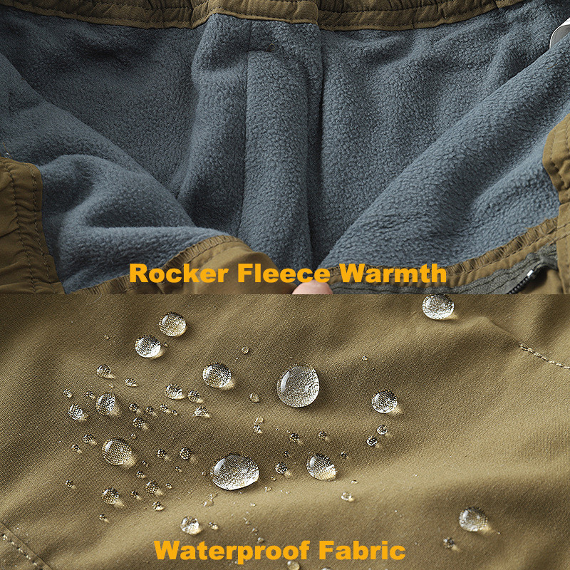 Vyriškos „Roker Fleece“ laisvalaikio kelnės Daugiakišenės darbinės kelnės, atsparios vėjui, vandeniui atsparios šiltai terminei snieglenčių sportui tiesios ilgos kelnės