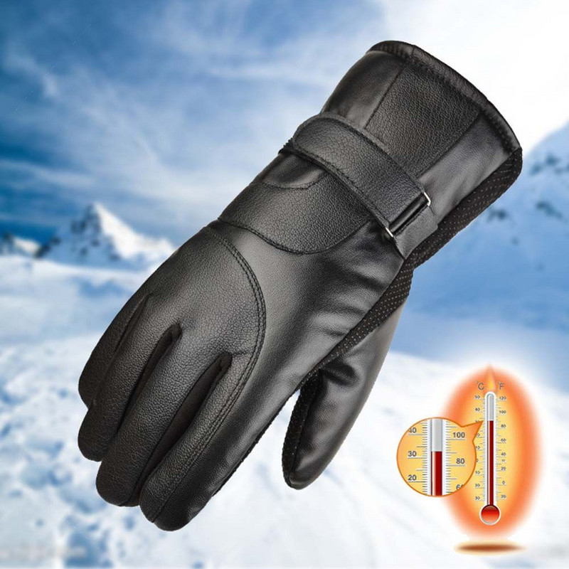 Žieminės šiltos aksominės pirštinės slidinėjimui pliušinės pirštinės PU odos vėjui atsparios neslystančios pirštinės su jutikliniu ekranu, skirtos važinėti dviračiais žygiams bėgioti