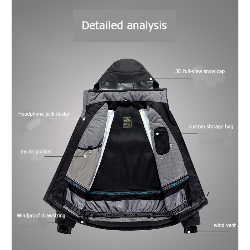 PELLIOT lauko slidinėjimo kostiumas vyriškas ir moteriškas profesionalus vėjui nepralaidus vandeniui atsparus storas šiltas, kvėpuojantis snieglenčių slidinėjimo kostiumas